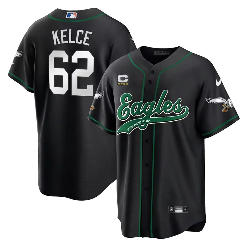 Black Randall Cunningham Eagles Kelly Green Baseball Jersey All Stitched - Image 5