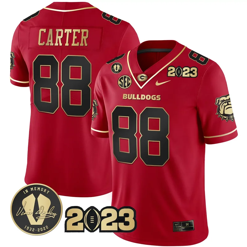 Black Red Jalen Carter georgia bulldogs 2023 champions v2 jersey all stitched