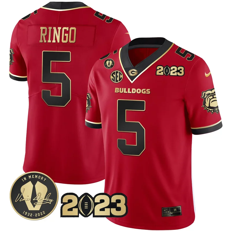 Gold Trim Kelee Ringo georgia bulldogs 2023 champions jersey all stitched - Image 3