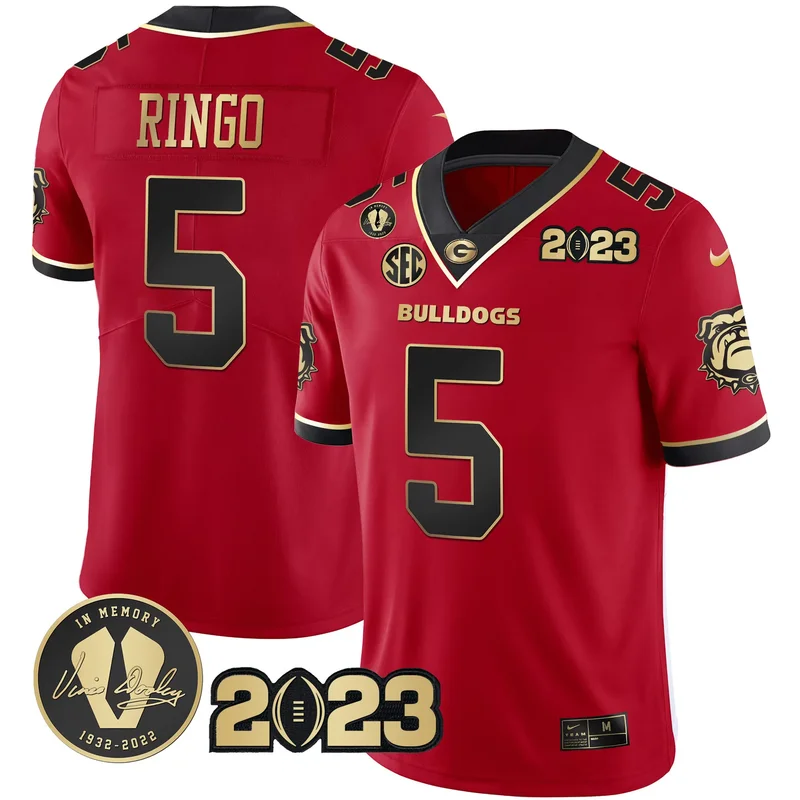 Gold Trim Nolan Smith georgia bulldogs 2023 champions jersey all stitched - Image 2
