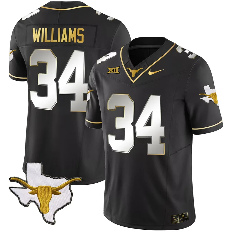 Black Bijan Robinson texas longhorns Gold jersey all stitched - Image 2