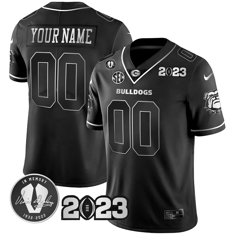 Black Kendall Milton georgia bulldogs 2023 color sleeves jersey all stitched - Image 4