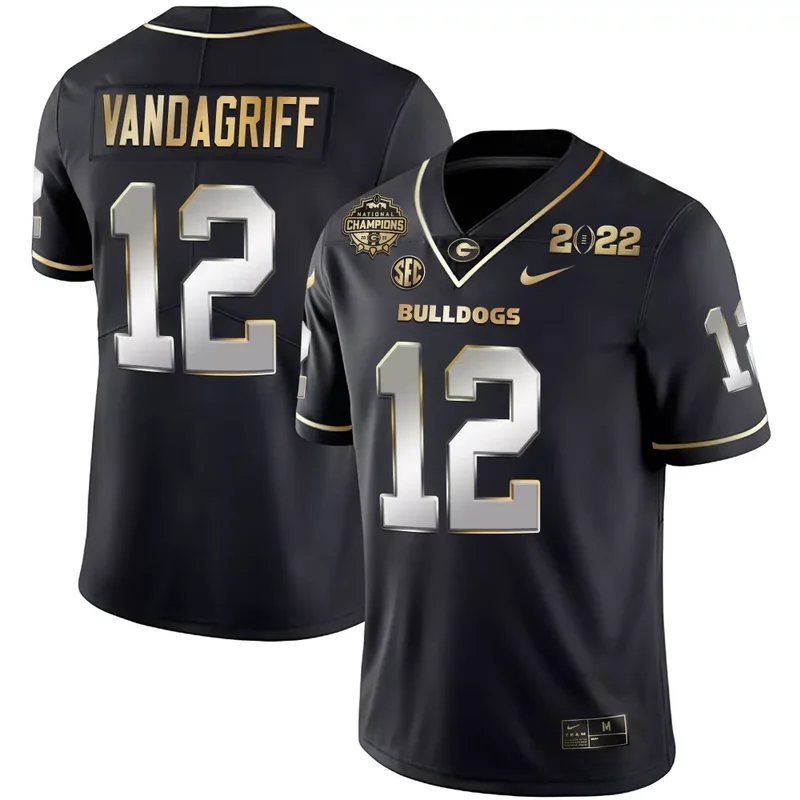 Black Silver Kelee Ringo Georgia Bulldogs CFP National Champions Jersey All Stitched - Image 4