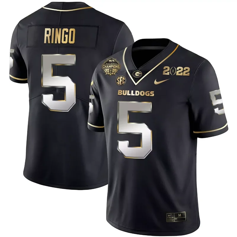 Black Silver Kelee Ringo Georgia Bulldogs CFP National Champions Jersey All Stitched