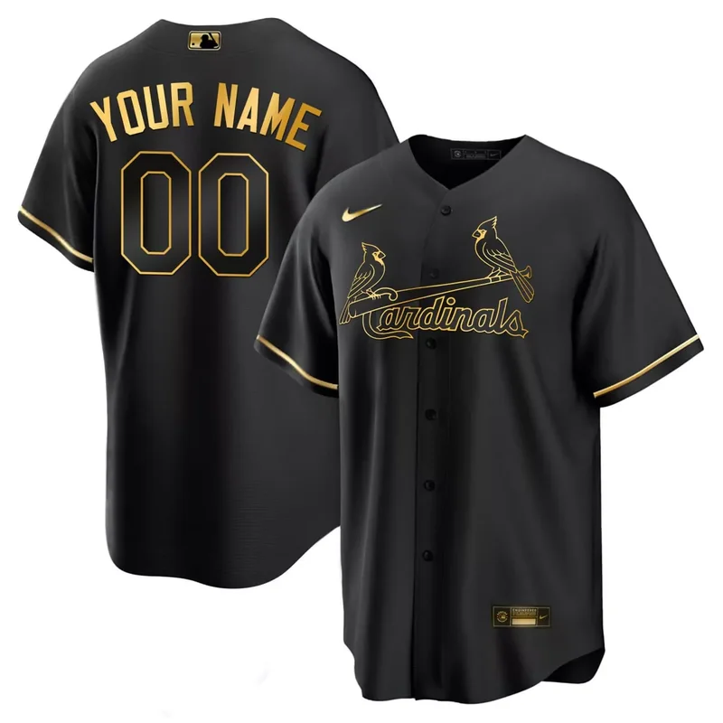Black st. louis cardinals Black Gold custom jersey all stitched