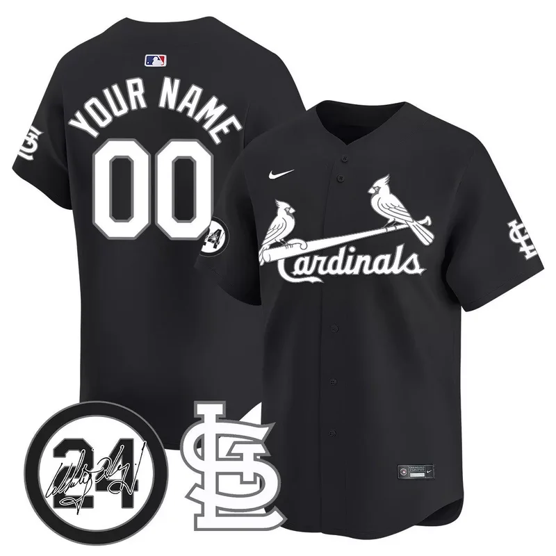 Black st. louis cardinals memorial vapor custom jersey all stitched