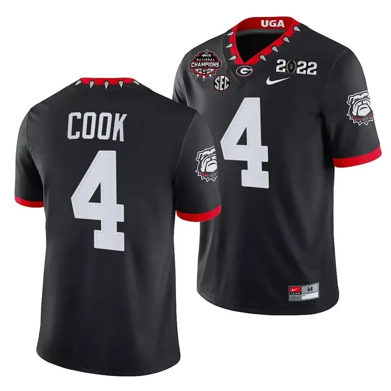 Black Stetson Bennett Georgia Bulldogs CFP National Champions Jersey All Stitched - Image 4
