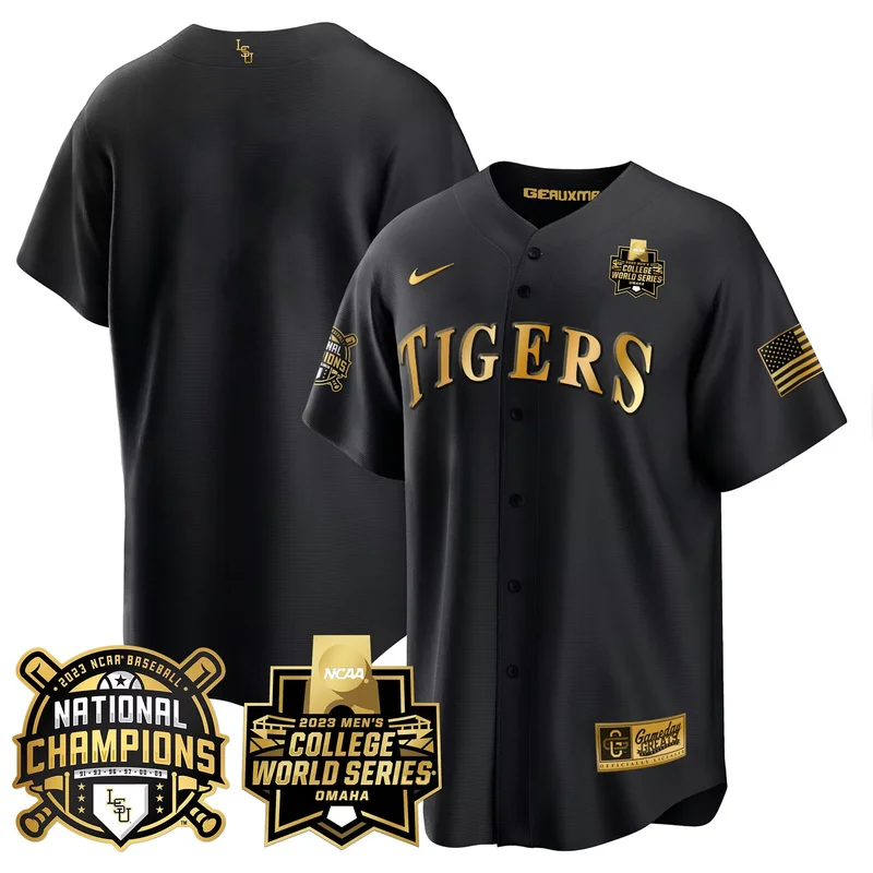 Black Team lsu tigers 2023 national champions Gold cool jersey v2 all stitched - Image 4