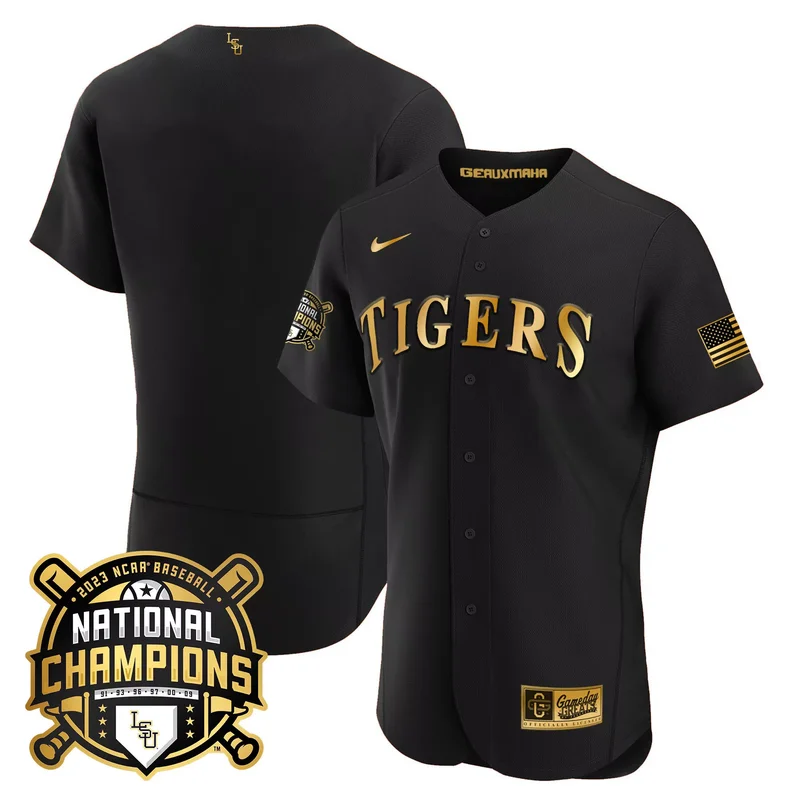 Black Team lsu tigers 2023 national champions Gold cool jersey all stitched - Image 2