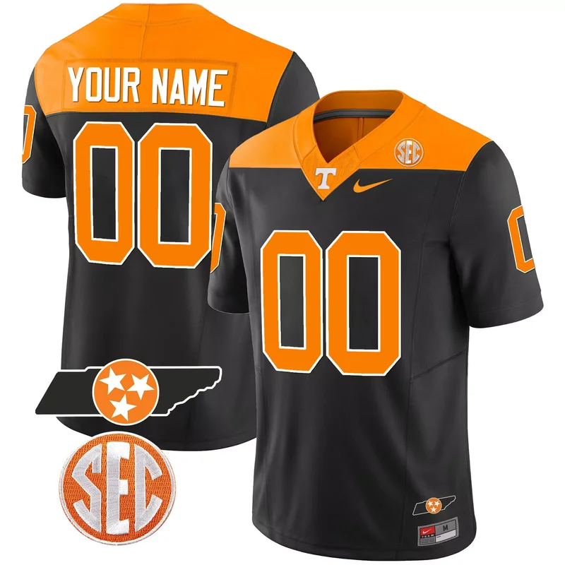 Black tennessee volunteers 2023 Alternate vapor custom jersey v3 all stitched