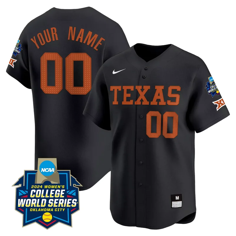 Black Alternate texas longhorns state map sec patch vapor custom jersey v4 all stitched - Image 5