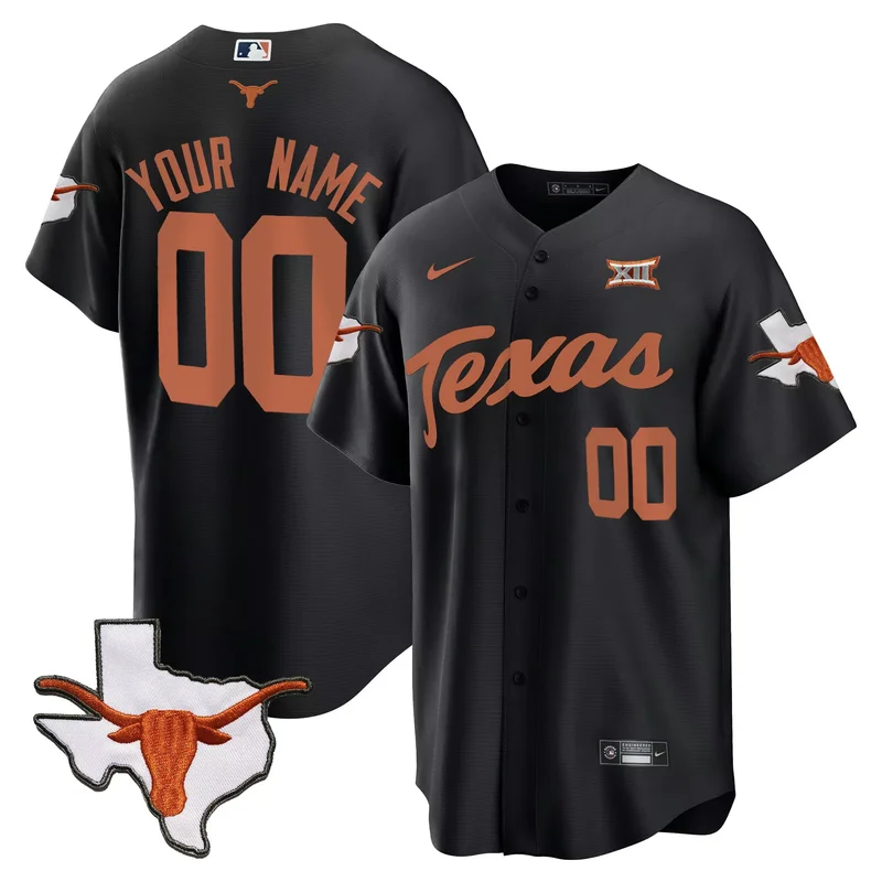 Black texas longhorns custom jersey all stitched