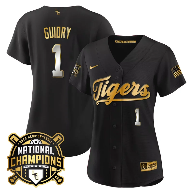 Black Tommy White lsu tigers 2023 national champions Gold cool jersey all stitched - Image 3