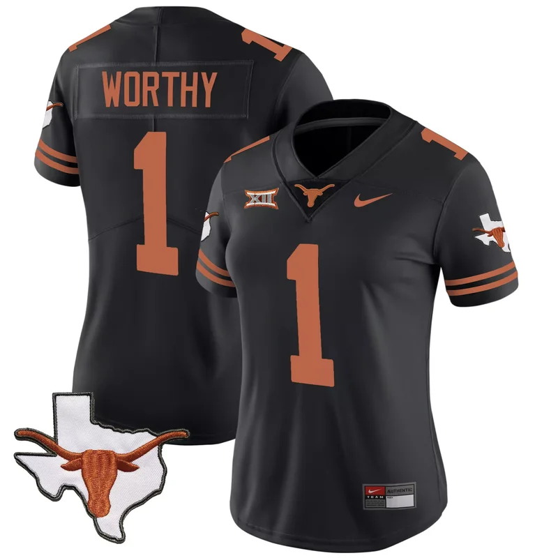Black Xavier Worthy texas longhorns jersey all stitched
