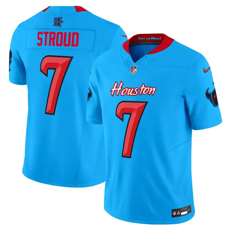 Blue C.J. Stroud houston texans 2024 jersey v2 all stitched - Image 4
