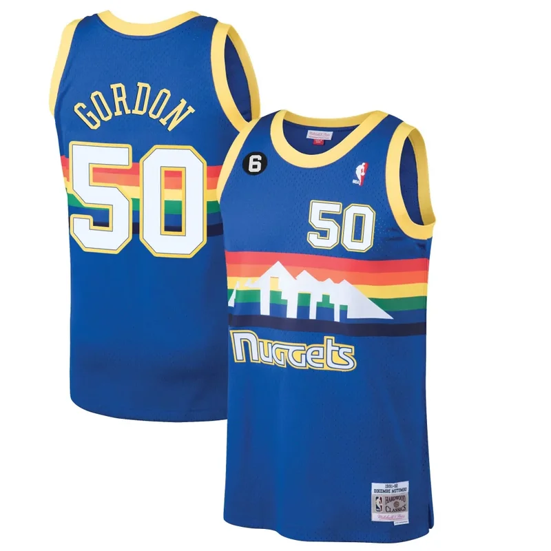 Blue Classic Aaron Gordon Denver Nuggets 6 Patch Collection Jersey All Stitched