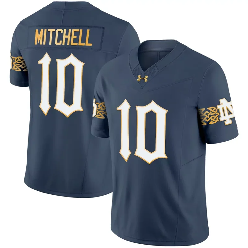 Blue Gray Mitchell Evans Notre Dame Fighting Irish 2024 Vapor Limited Jersey V2 All Stitched - Image 4