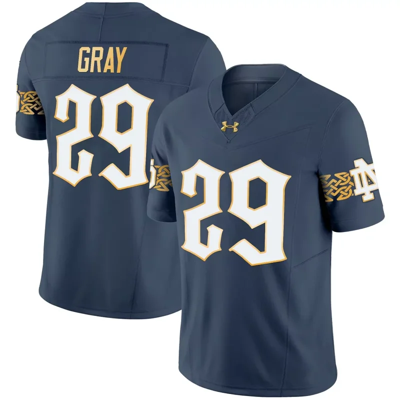 Blue Gray Mitchell Evans Notre Dame Fighting Irish 2024 Vapor Limited Jersey V2 All Stitched - Image 3