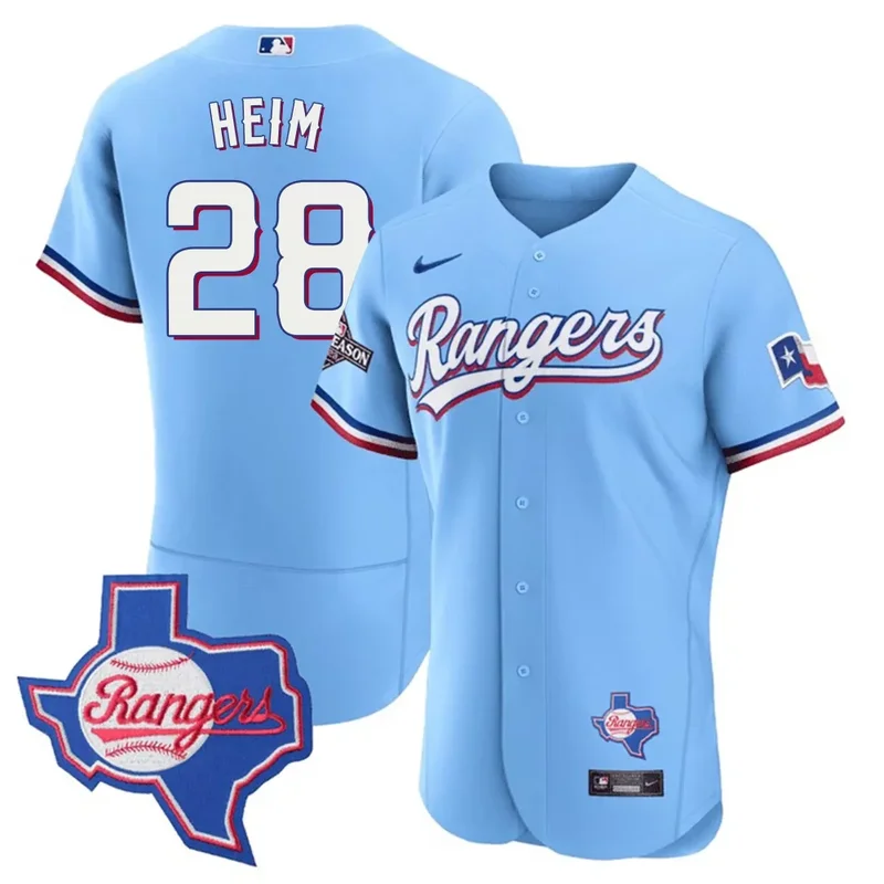Blue Jonah Heim Texas Rangers Texas State Patch Jersey All Stitched