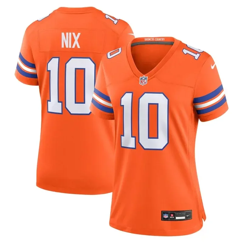 Bo Nix Denver Broncos Womens Mile High Collection 1977 Throwback Player Game Jersey Orange