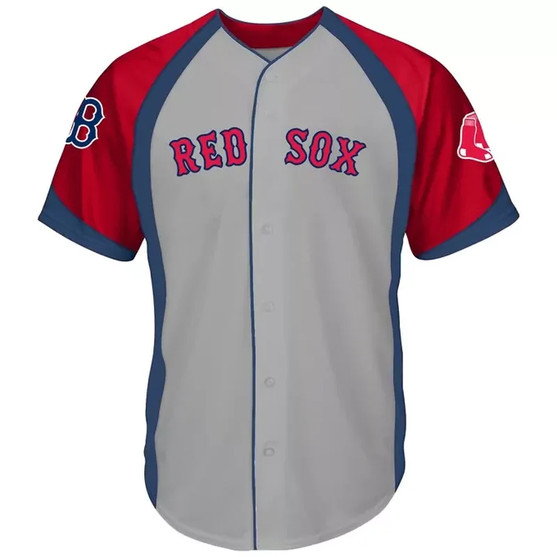 Boston Red Sox Cooperstown Collection Mesh Wordmark V-Neck Jersey Navy - Image 3