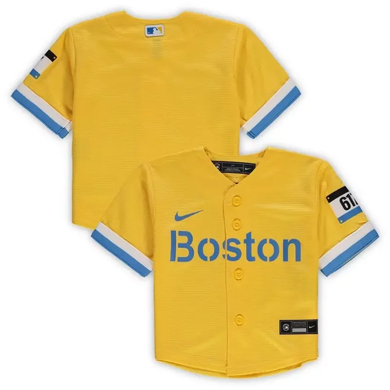 Boston Red Sox Cooperstown Collection Mesh Wordmark V-Neck Jersey Navy - Image 5
