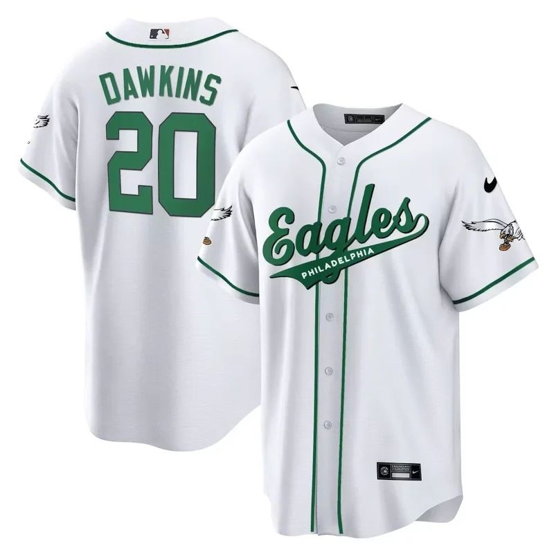 Brian Dawkins Kelly Green EAGLES KELLY GREEN BASEBALL JERSEY ALL STITCHED - Image 3