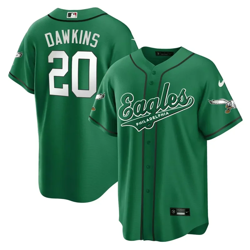 Brian Dawkins Kelly Green EAGLES KELLY GREEN BASEBALL JERSEY ALL STITCHED