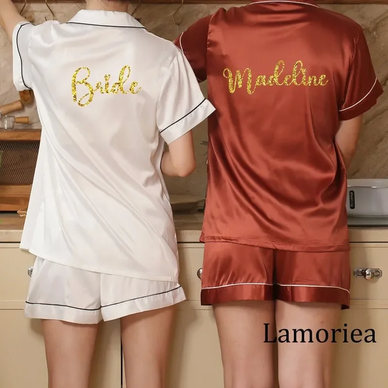 Bridesmaid PJs Gift Pajama Sets Bridal Satin Shorts Gifts Pajamas LM100