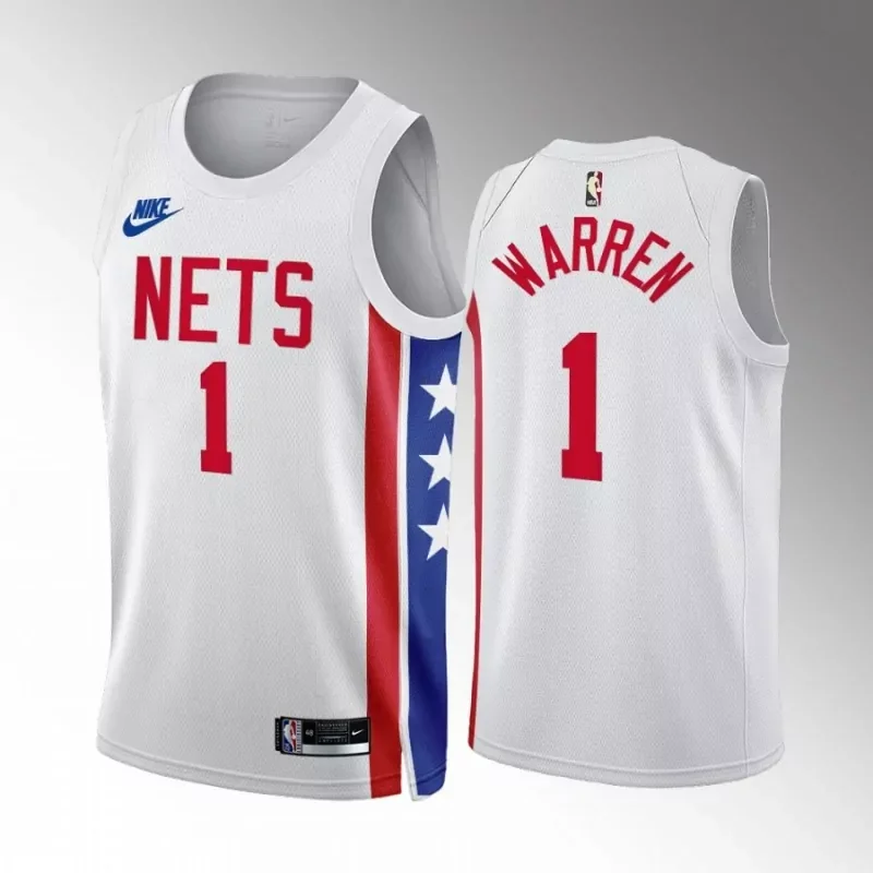 Brooklyn Nets #1 t.j. warren 2022 23 white Basketball jersey