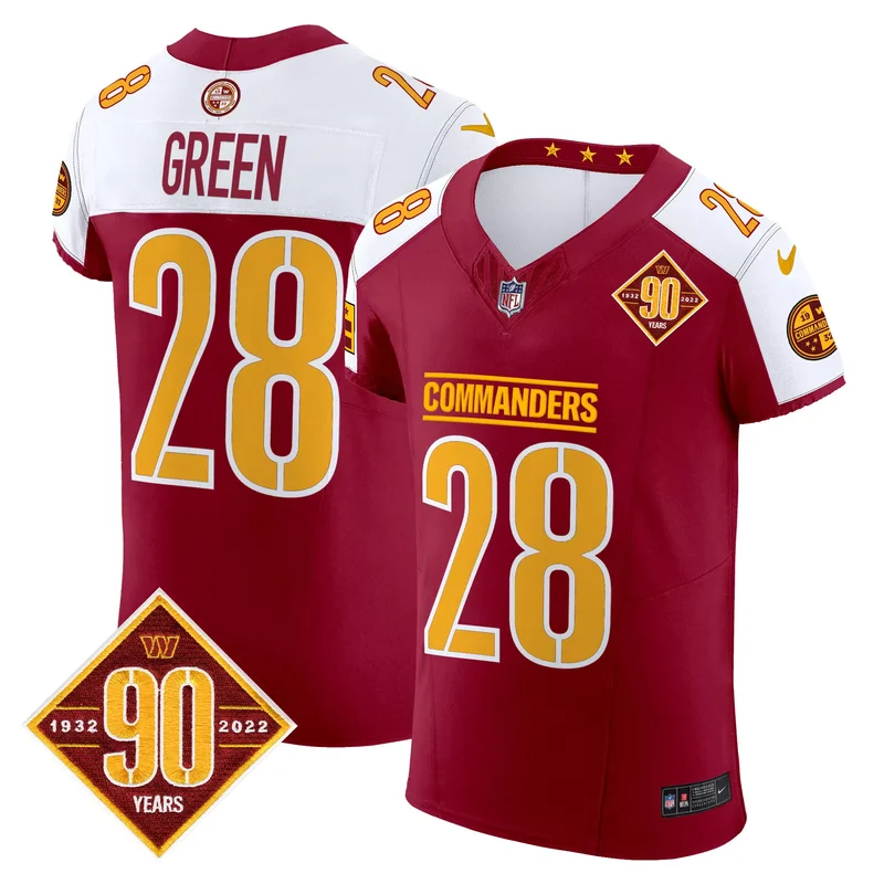Burgundy Alternate Austin Ekeler washington commanders 90th anniversary patch jersey all stitched - Image 2