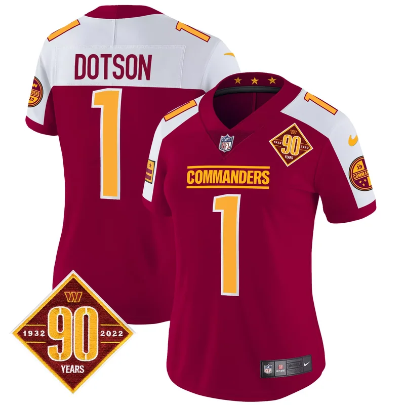 Black Alternate Jahan Dotson washington commanders 90th anniversary patch jersey v2 all stitched - Image 2