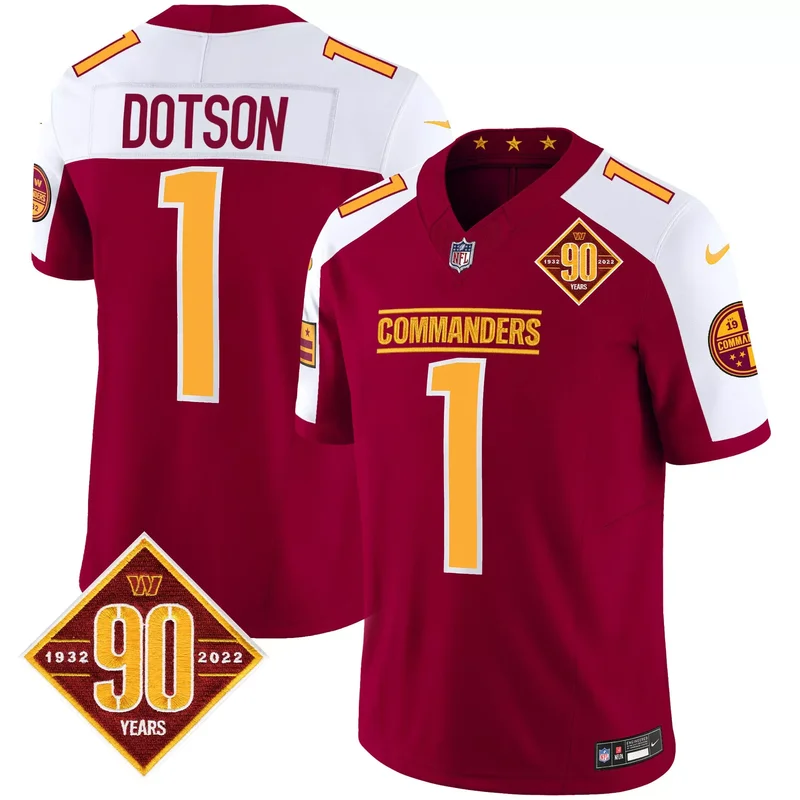 Black Alternate Jahan Dotson washington commanders 90th anniversary patch jersey v2 all stitched - Image 2