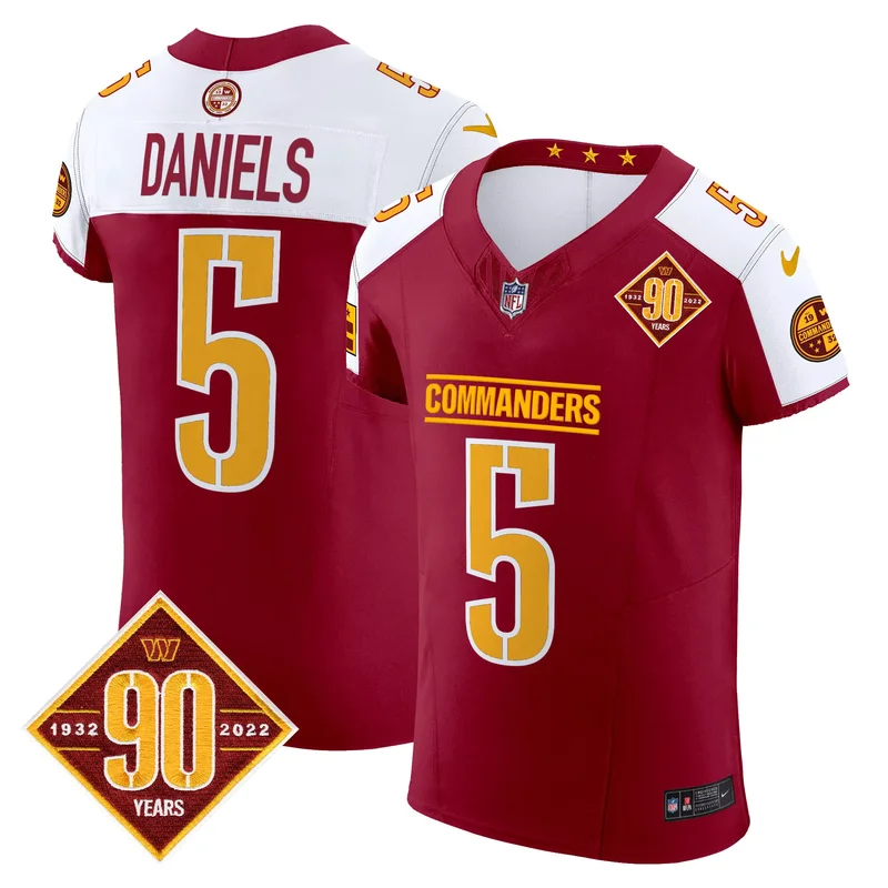 Burgundy Alternate Austin Ekeler washington commanders 90th anniversary patch jersey all stitched - Image 5