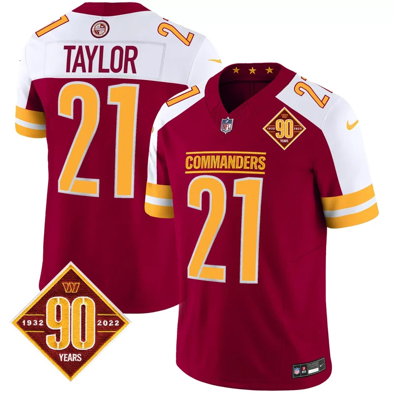 Burgundy Alternate Jayden Daniels washington commanders 90th anniversary patch jersey all stitched - Image 3
