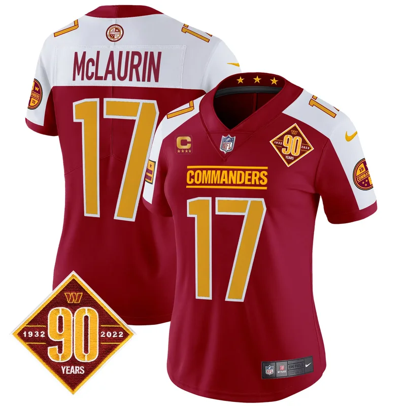 Burgundy Alternate Terry McLaurin washington commanders 90th anniversary patch jersey all stitched - Image 3