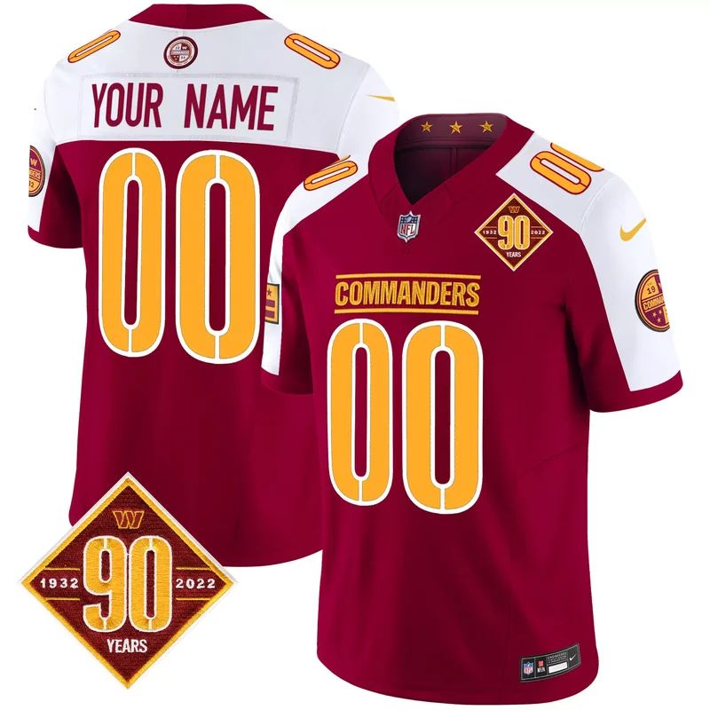 Black Alternate washington commanders 90th anniversary patch vapor custom jersey v2 all stitched - Image 3