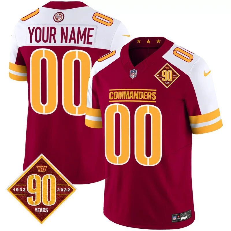 Burgundy Alternate Robinson Jr. washington commanders 90th anniversary patch jersey v3 all stitched - Image 5