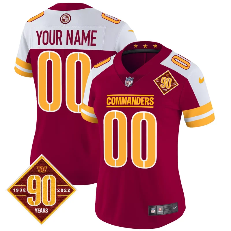 Burgundy Alternate Robinson Jr. washington commanders 90th anniversary patch jersey v3 all stitched - Image 3
