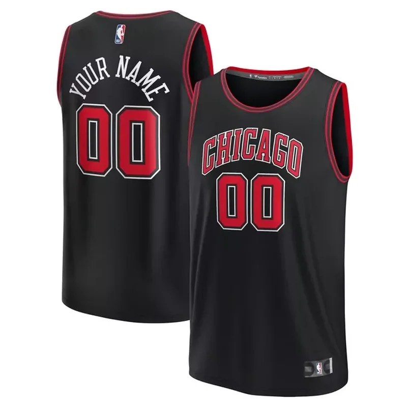 Chicago Bulls Fast Break Custom Jersey Statement Edition Black