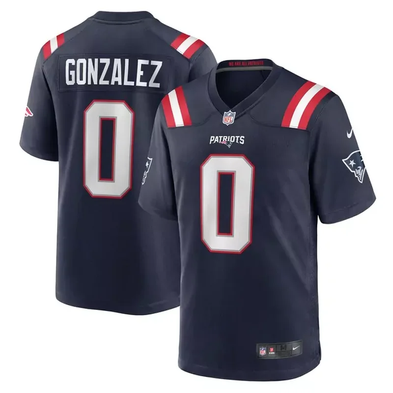 Christian Gonzalez New England Patriots Team Game Jersey Navy