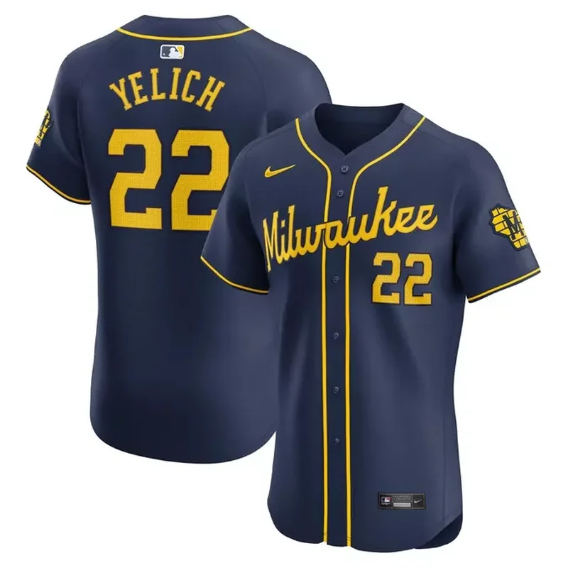 Christian Yelich Milwaukee Brewers Road Player Logo Jersey Gray - Image 5