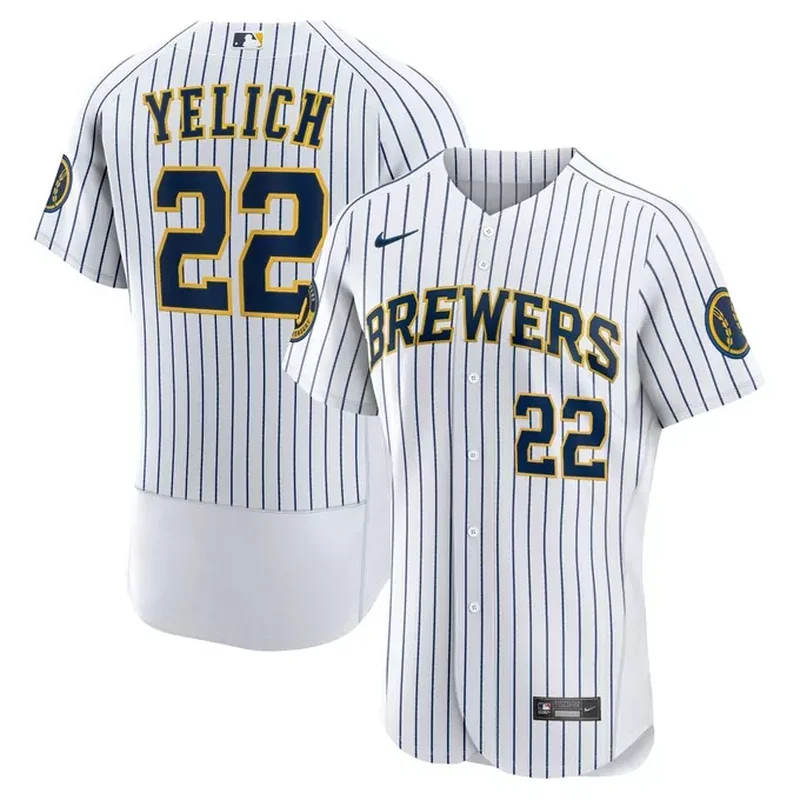 Christian Yelich Milwaukee Brewers Road Elite Player Jersey Gray - Image 3