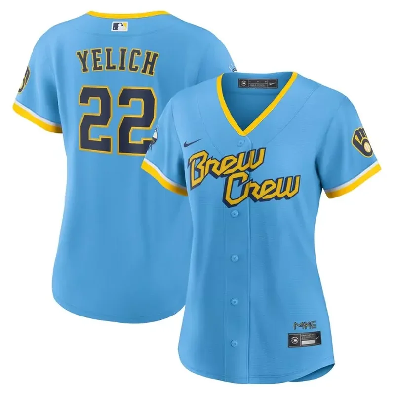 Christian Yelich Milwaukee Brewers Womens City Connect Player Jersey Powder Blue