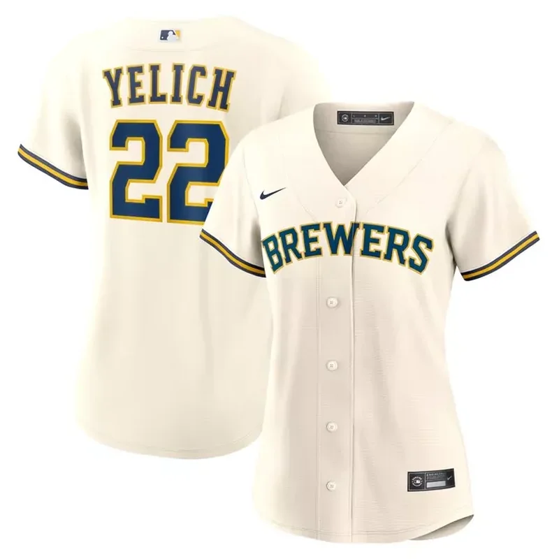 Christian Yelich Milwaukee Brewers Womens Home Player Jersey Cream