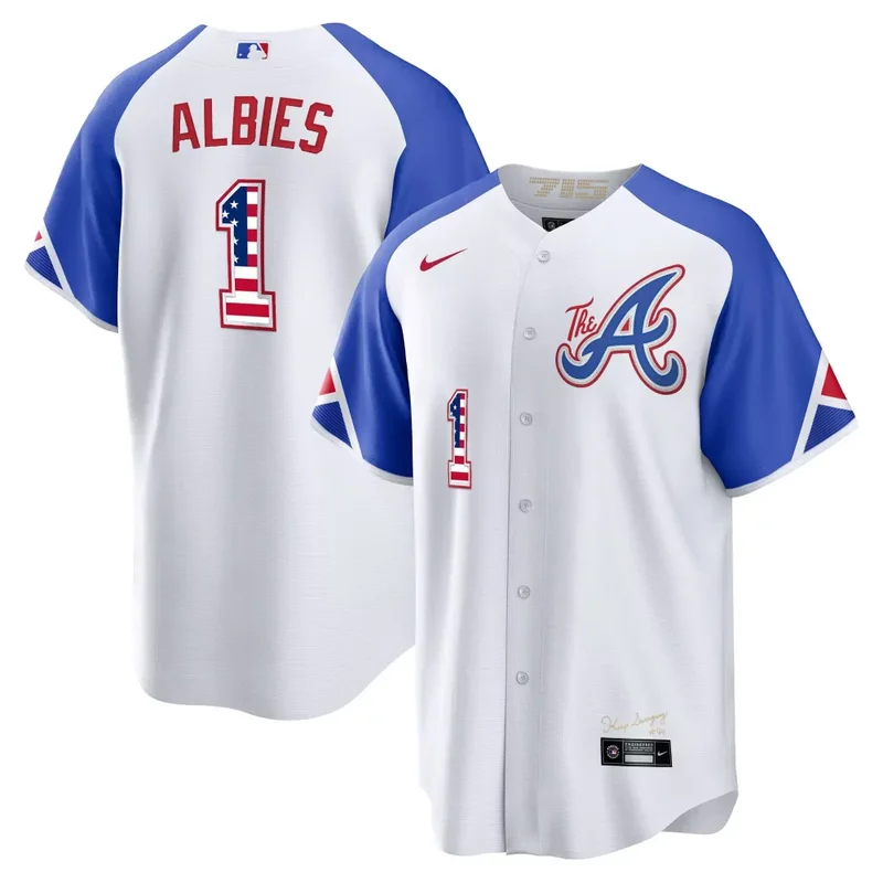 City Connect Matt Olson Atlanta Braves The A Gold Flag Cool Base Jersey All Stitched - Image 2