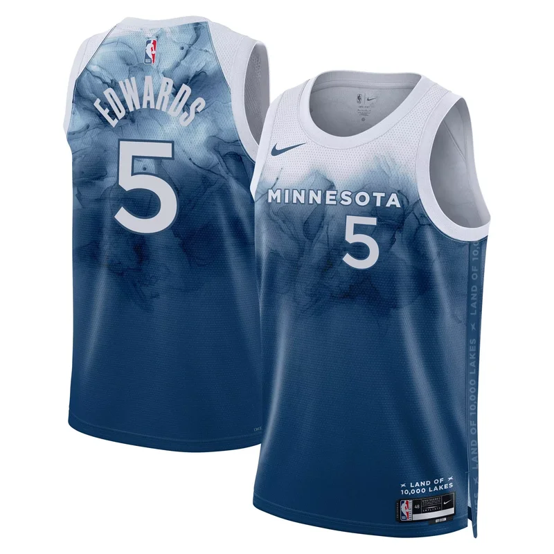 Black Gold Anthony Edwards minnesota timberwolves swingman jersey minnesota patch all stitched - Image 3