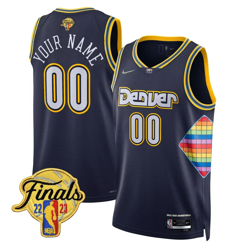 Black Gold denver nuggets 2023 finals patch Gold special custom jersey all stitched - Image 2