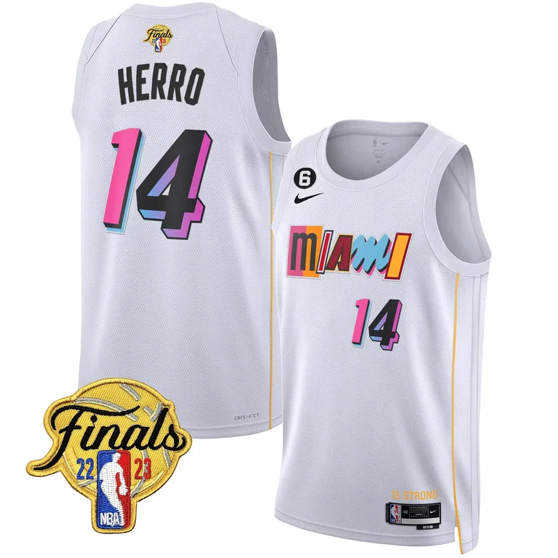 City White Bam Adebayo miami heat 2023 finals patch collection jersey v2 all stitched - Image 2