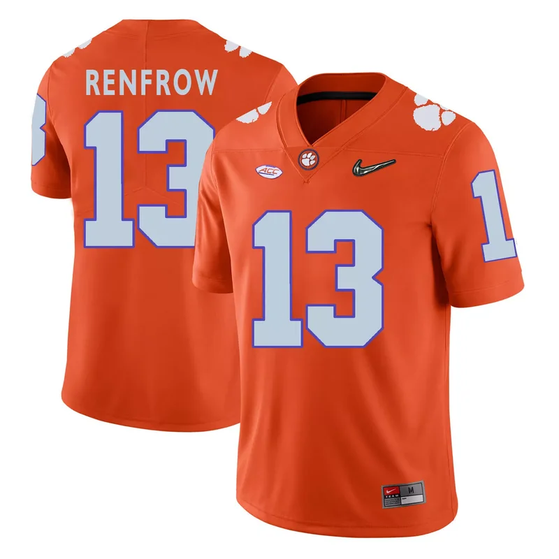Clemson Tigers 13 Hunter Renfrow Orange With Diamond Logo College Jersey